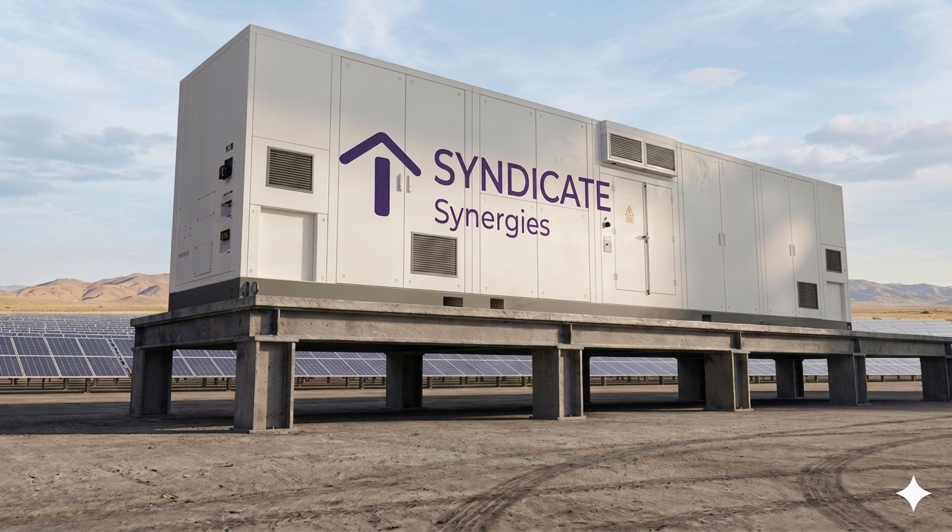 Syndicate Synergies 40ft containerised BESS unit deployed at a solar farm